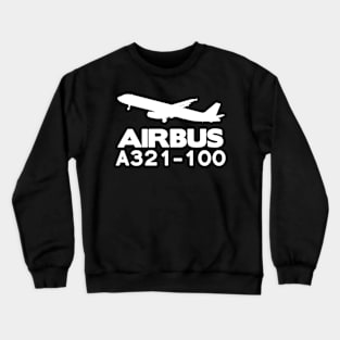 Airbus A321-100 Silhouette Print (White) Crewneck Sweatshirt